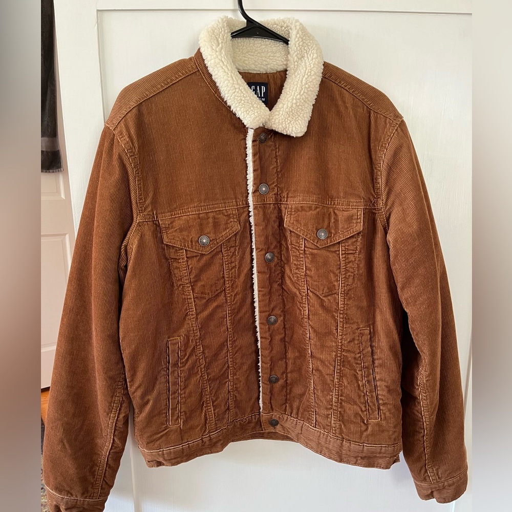 GAP Denim Men's Tan Corduroy Sherpa Lined Jacket